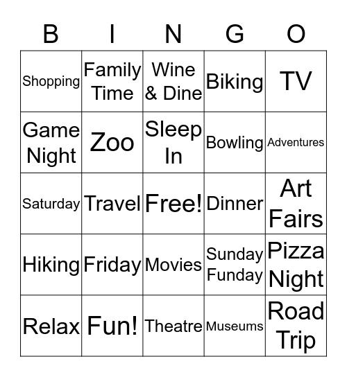 Weekend! Bingo Card