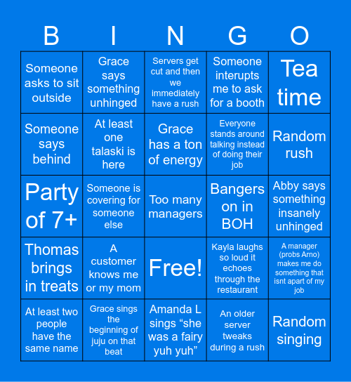 YT Weekday BINGO Card