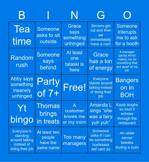 YT Weekday Bingo Card