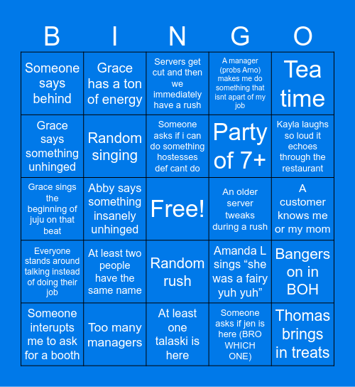 YT Weekday Bingo Card