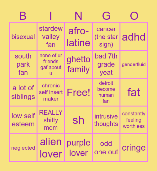 MAXINNE BINGO CHART!!! Bingo Card