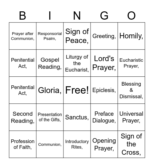 Mass Bingo 2026 Bingo Card