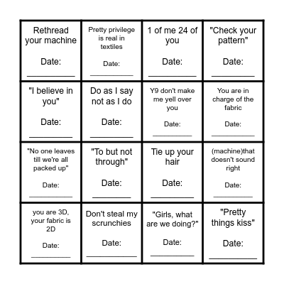 MS HIGGINS BINGO!!! Bingo Card