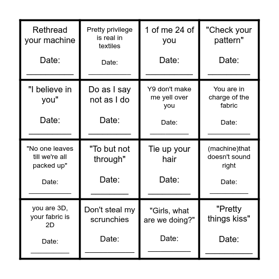 MS HIGGINS BINGO!!! Bingo Card