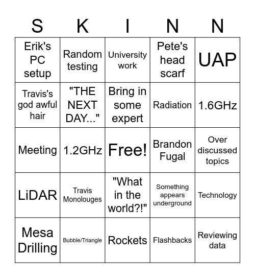 Skinwalker Ranch Hvault Bingo Card