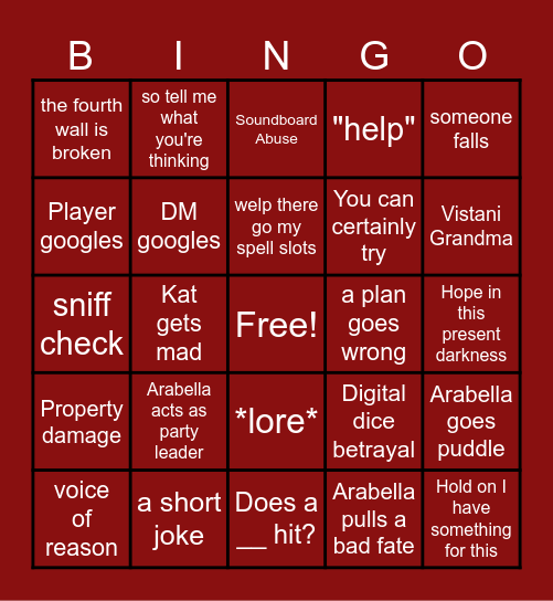 Barovian Inheritors 2.0 Bingo Card
