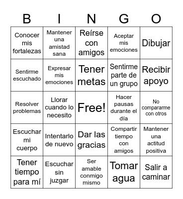 Salud Mental Bingo Card