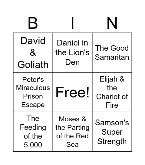 Bible Bingo Card