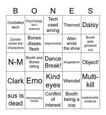 Bones Bingo Card