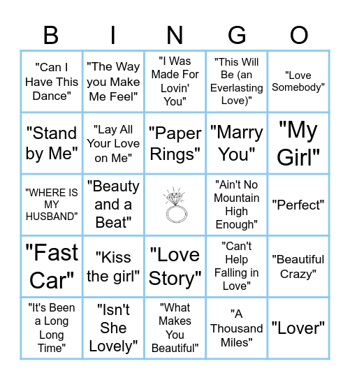 Bridal Bingo Card