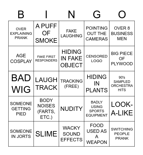 YOU GOT PRANKED BINGO Card