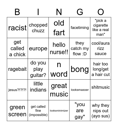 omebingo part 2: uhmegle tendency Bingo Card
