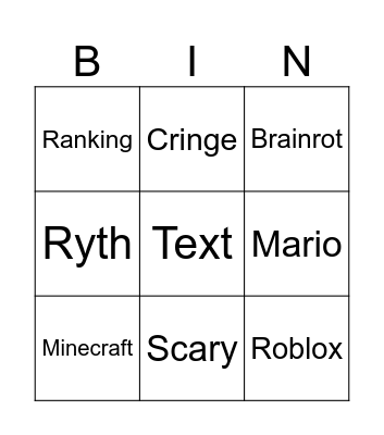 Shorts bingo Card