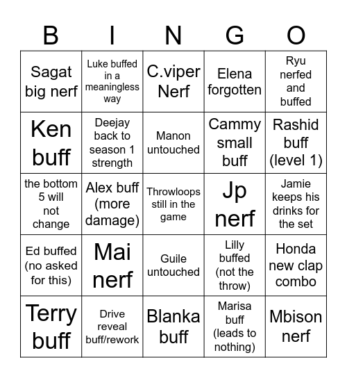 Capom Bingo Card