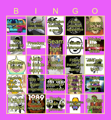 Super Cool Deltarune Chapter 5 Bingo Card
