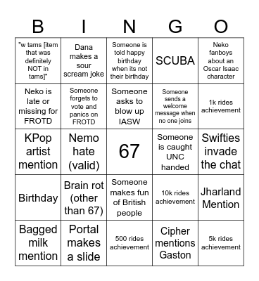 IF Daily Bingo Card