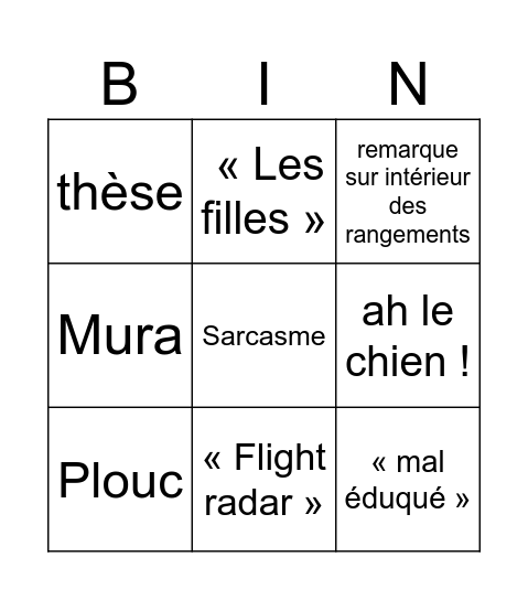 Vic Bingo Card