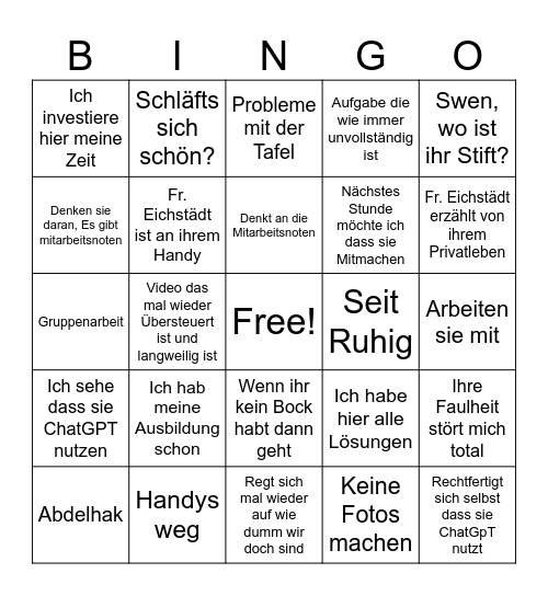 Fr. Eichstädt Bingo Card