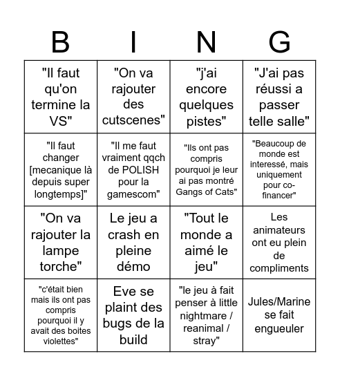 Bingo Game Camp Bingo Card