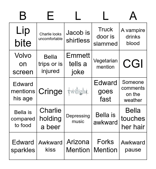 Twilight Bingo Card