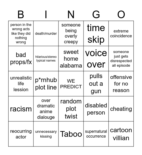 Tommorows Teachings Bingo Card