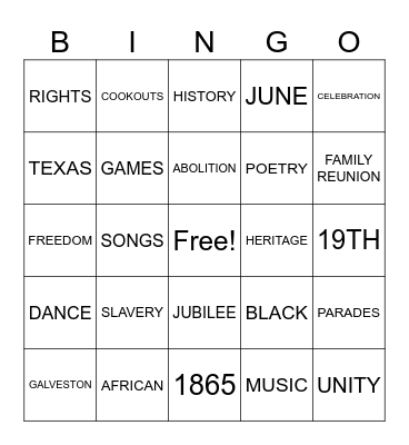 JUNETEENTH Bingo Card