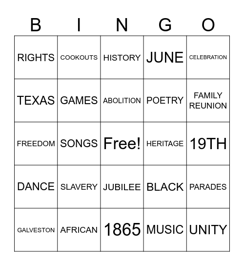 JUNETEENTH Bingo Card