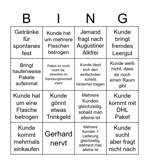 Getränkemarkt Bingo Card