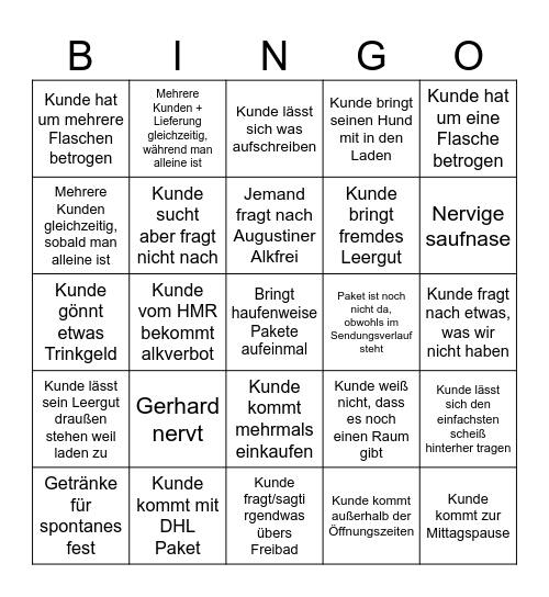 Getränkemarkt Bingo Card