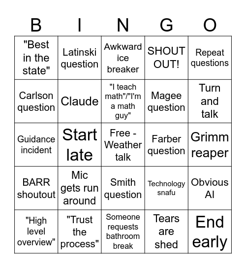 PEPG BINGO Card
