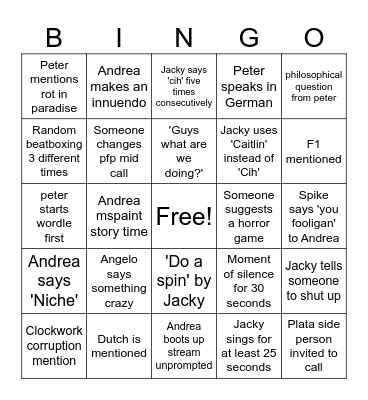 PLATAPRIDE B-B-B-B-BINGOOOOO!!! Bingo Card