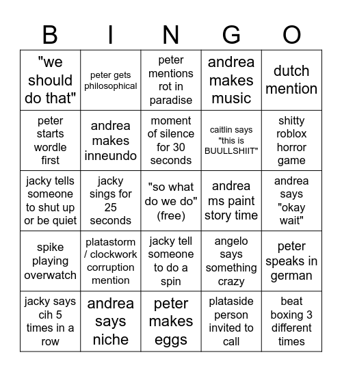 platapride JACKPOOOOTOTTT Bingo Card