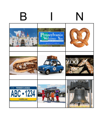 Pennsylvania BINGO Card