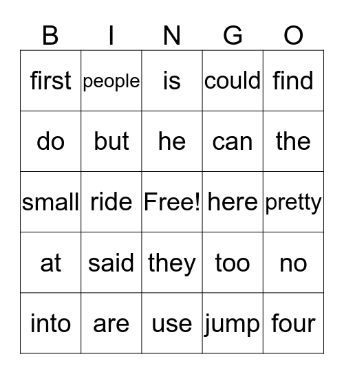 Word wall  Bingo Card