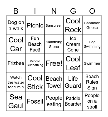 Beach Day!! Bingo Card