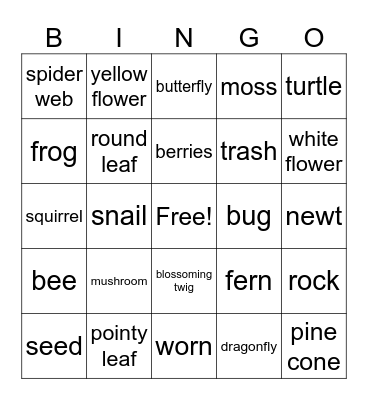 Nature Bingo Card