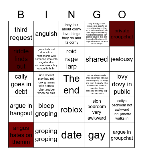 MENZO Bingo Card