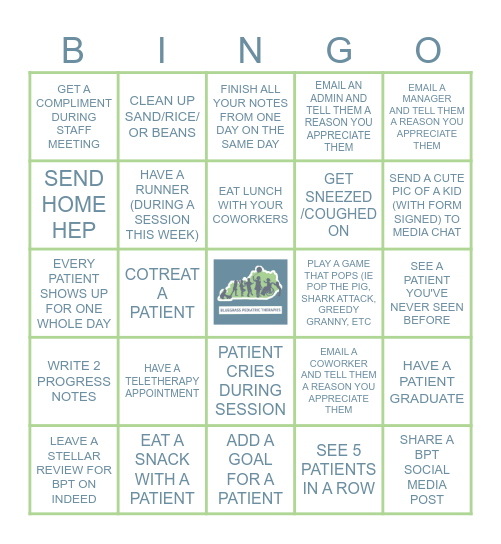THERAPIST BPT-INGO Bingo Card