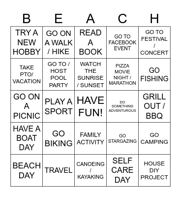 Summer 2026 Bingo Card