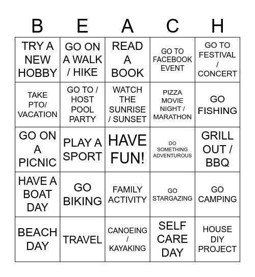 Summer 2026 Bingo Card