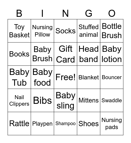 Baby BINGO Card