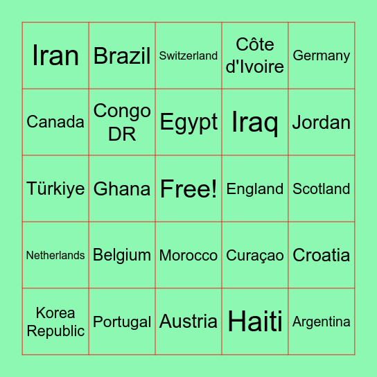 Fifa World Cup 2026 Bingo Card