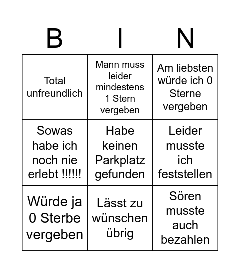 Deutsche Google Maps Bingo Card