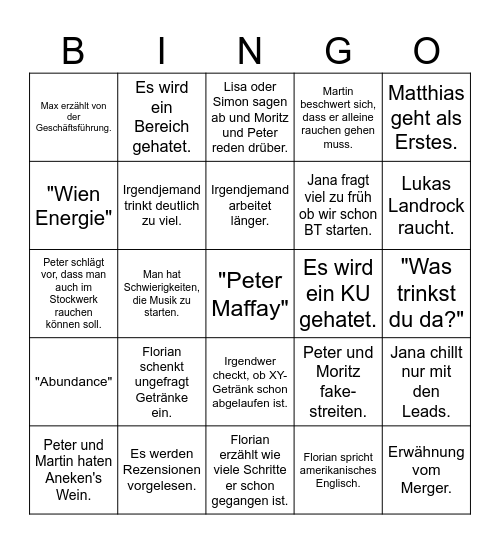 Betreutes Trinken Bingo Card