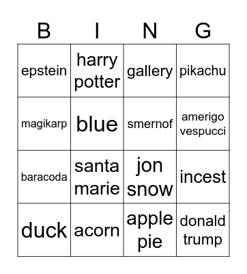 Untitled Bingo Card