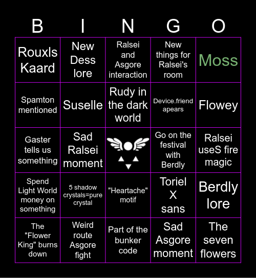 Deltarune chapter 5 Bingo Card