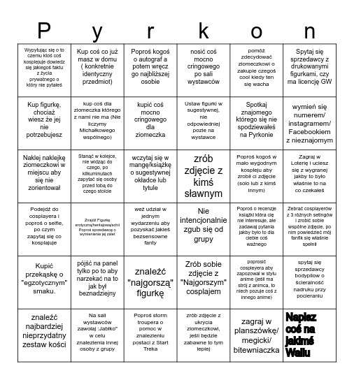 Pyrkon Challenge 2026 Bingo Card