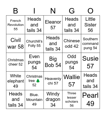 Mahjong Bingo 2 Bingo Card
