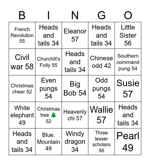 Mahjong Bingo 2 Bingo Card