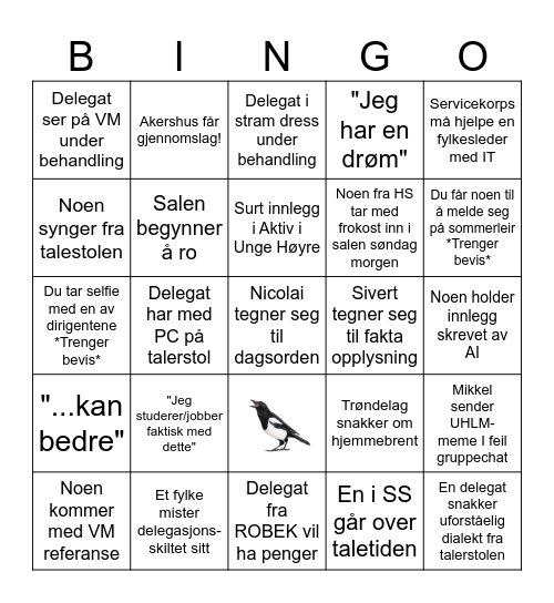 Landsmøtebingo 2026 Bingo Card